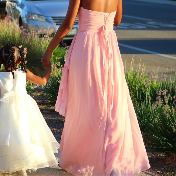 DUSTY PINK SWEETHEART CHIFFON DRESS - Picture 4 of 7